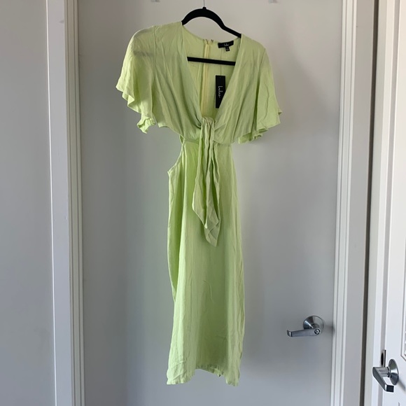 Lulu's | Dresses | Lulus Summer Journey Light Green Tie Front Cutout Midi  Dress | Poshmark